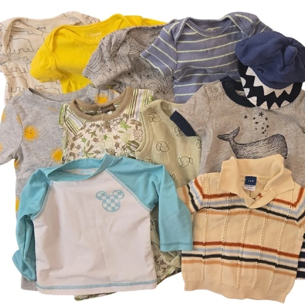 Baby Infant Boy's Clothing Bundle 3-6M 100% Cotton Short Sleeve Bodysuits‎ Tops